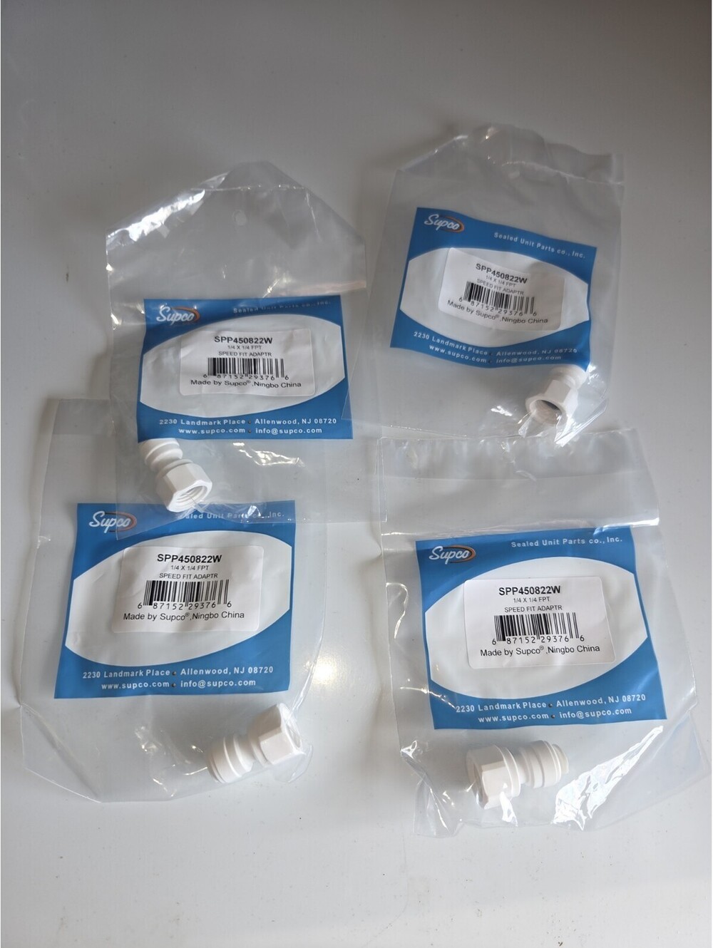 4 Pack Speed Fit Adapter 1/4" Push On X 1/4 FPT Supco SPP450822W A23